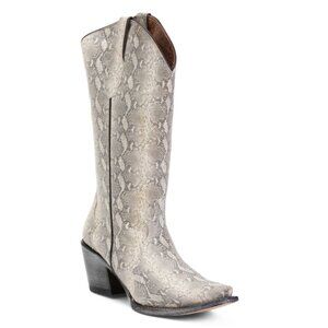 TANNER MARK Mexico Leather Python Print Snip Toe Western Boots